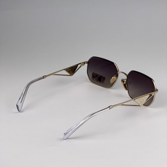 Prada PRA51S ZVN30C Sunglasses Pale Gold Gradient Blue Mirror Geometric Unisex main image 8